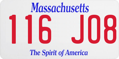 MA license plate 116JO8