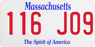 MA license plate 116JO9