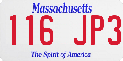 MA license plate 116JP3
