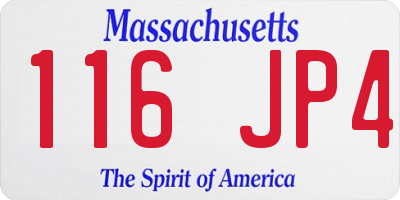 MA license plate 116JP4