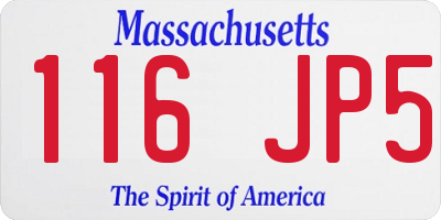 MA license plate 116JP5
