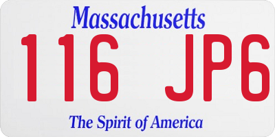 MA license plate 116JP6