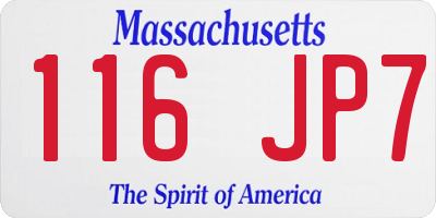 MA license plate 116JP7