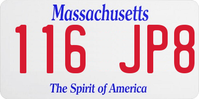 MA license plate 116JP8