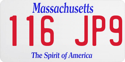 MA license plate 116JP9
