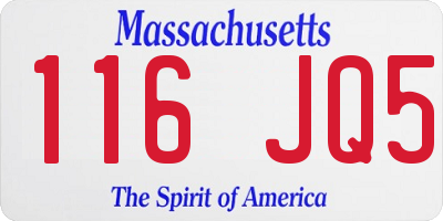 MA license plate 116JQ5