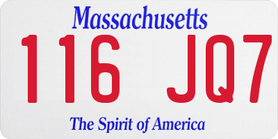 MA license plate 116JQ7