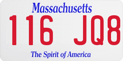 MA license plate 116JQ8