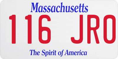 MA license plate 116JR0