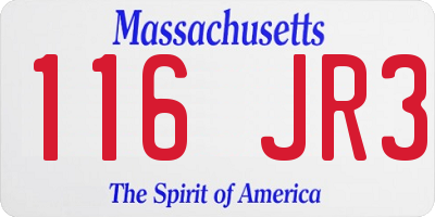 MA license plate 116JR3