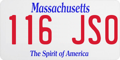 MA license plate 116JS0