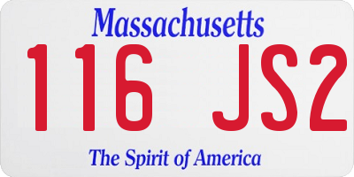 MA license plate 116JS2