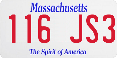 MA license plate 116JS3