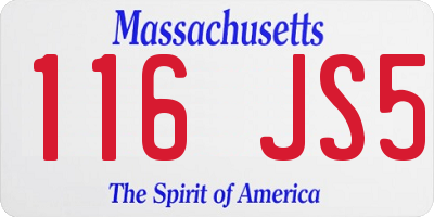 MA license plate 116JS5