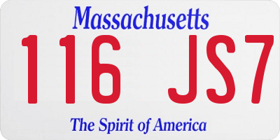 MA license plate 116JS7