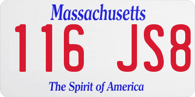 MA license plate 116JS8