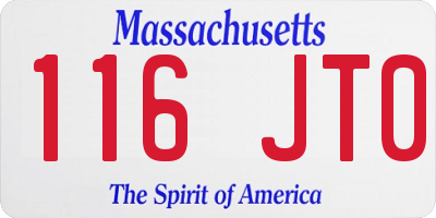 MA license plate 116JT0