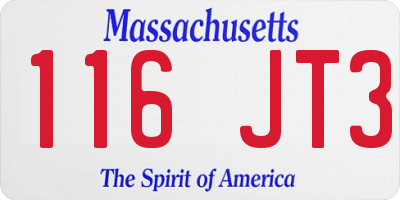 MA license plate 116JT3