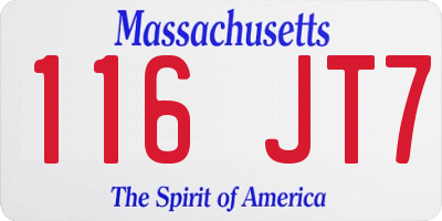 MA license plate 116JT7