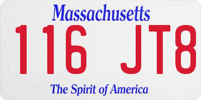 MA license plate 116JT8
