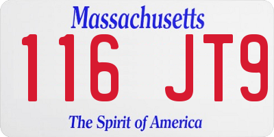 MA license plate 116JT9