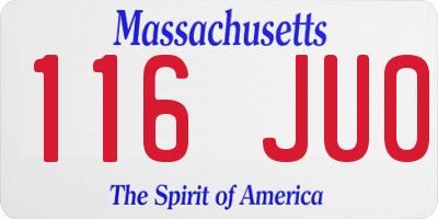 MA license plate 116JU0