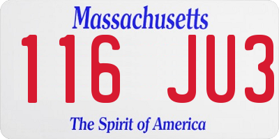 MA license plate 116JU3
