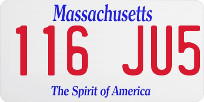MA license plate 116JU5