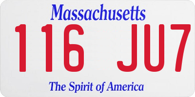 MA license plate 116JU7