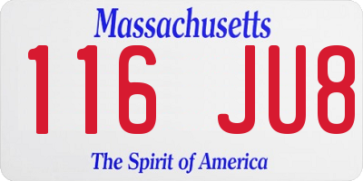 MA license plate 116JU8