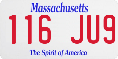 MA license plate 116JU9