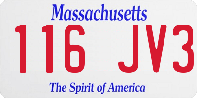 MA license plate 116JV3