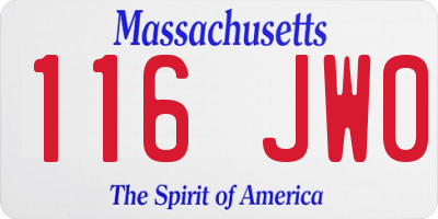 MA license plate 116JW0