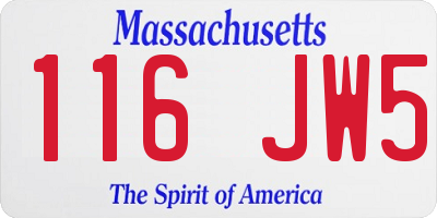 MA license plate 116JW5