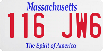 MA license plate 116JW6