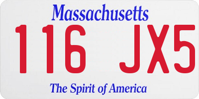 MA license plate 116JX5