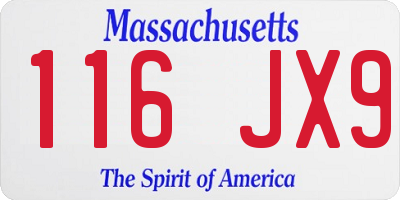 MA license plate 116JX9