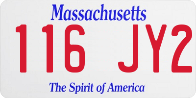 MA license plate 116JY2