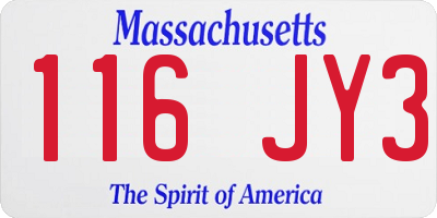 MA license plate 116JY3