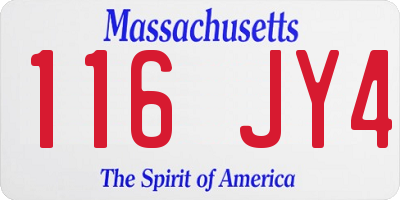 MA license plate 116JY4
