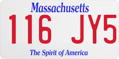 MA license plate 116JY5