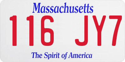 MA license plate 116JY7