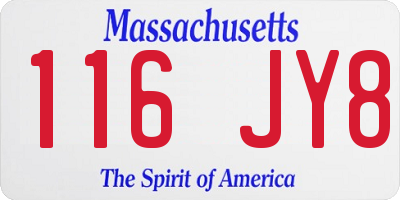 MA license plate 116JY8