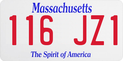 MA license plate 116JZ1