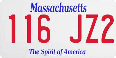 MA license plate 116JZ2