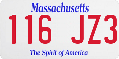 MA license plate 116JZ3