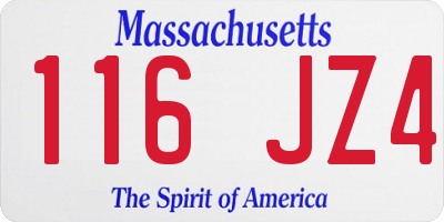 MA license plate 116JZ4