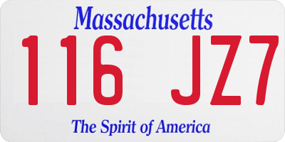 MA license plate 116JZ7