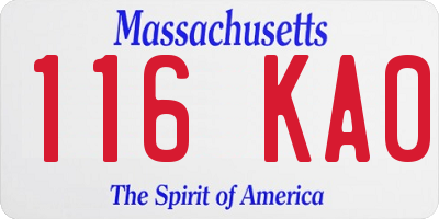 MA license plate 116KA0