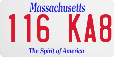 MA license plate 116KA8